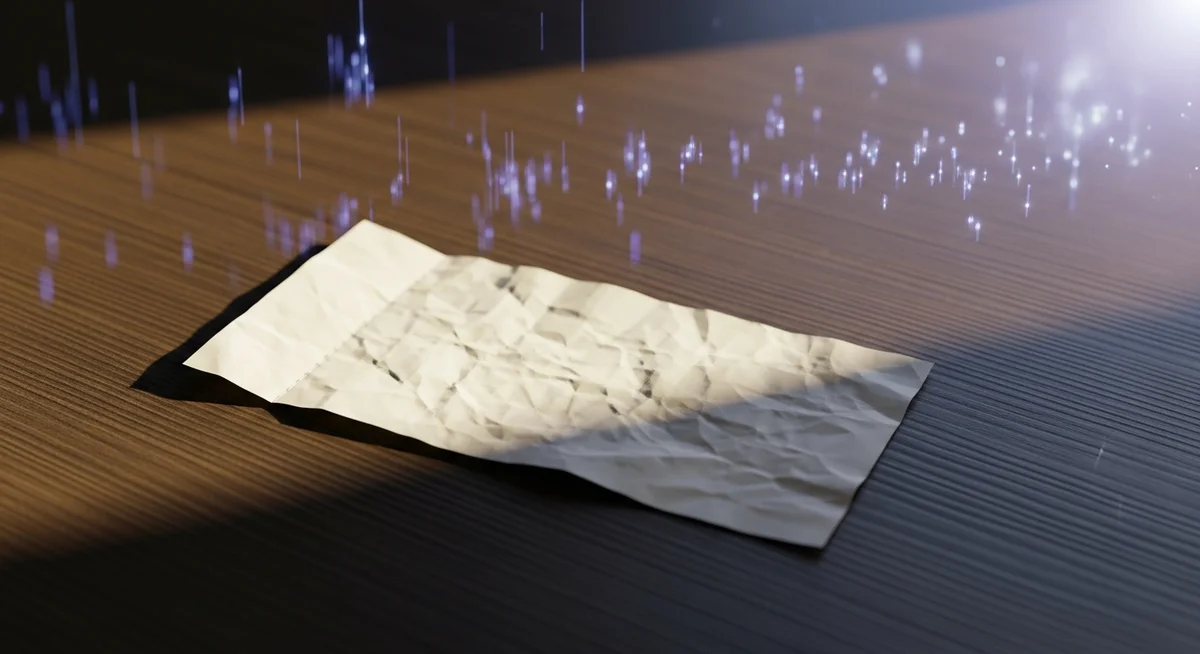 A generic paper voucher resting on a wooden surface, with a soft, ethereal glow in the background.